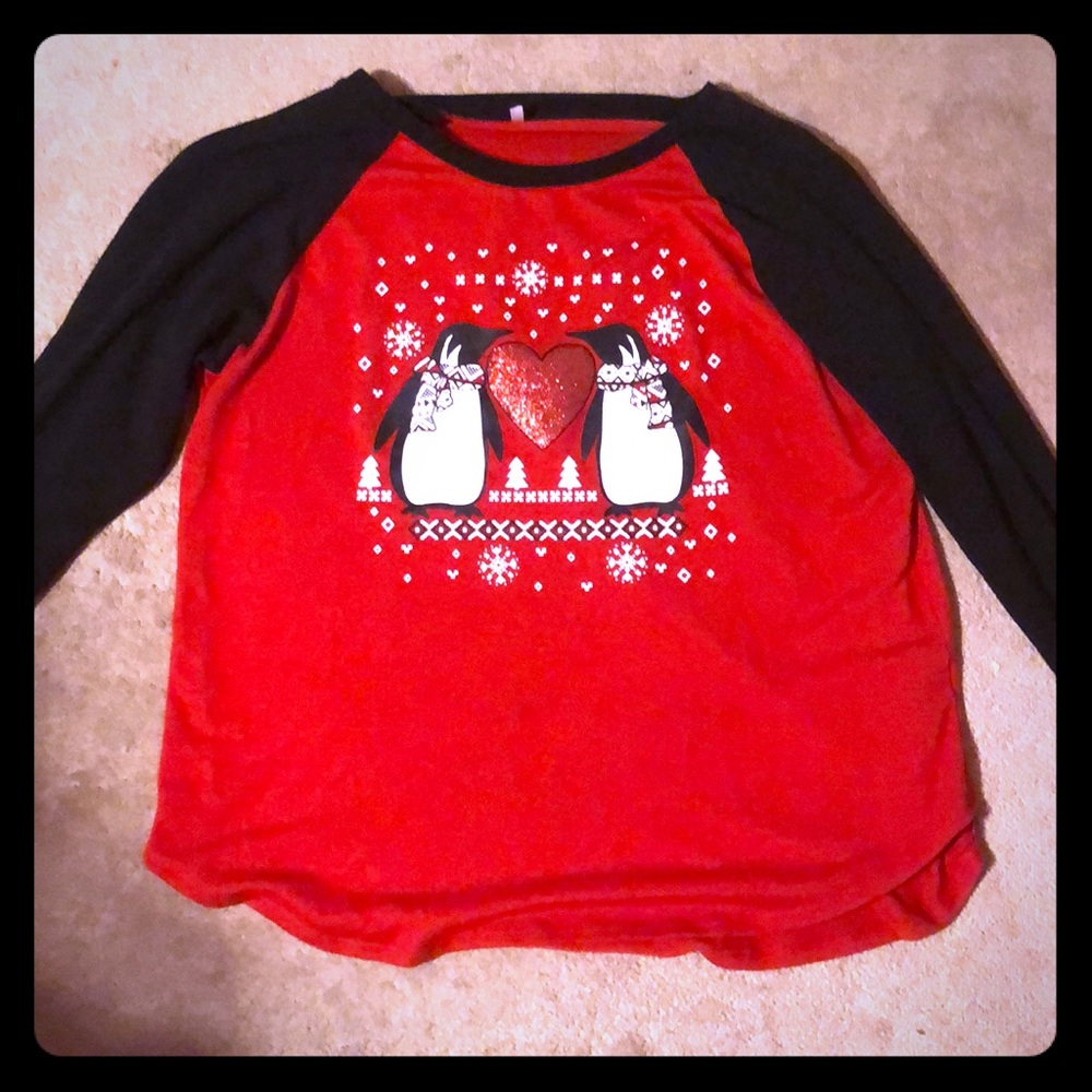 Penguin Christmas Baseball Tee